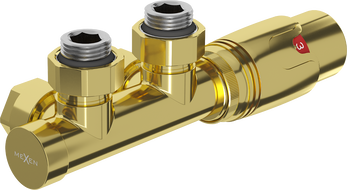 Mexen G00 ъглов термостатичен комплект, Duplex, DN50, златен - W907-900-50