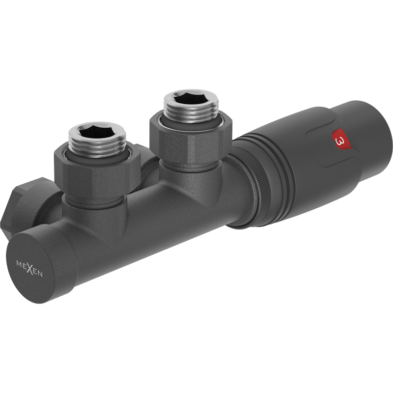 Mexen G00 ъглов термостатичен комплект, Duplex, DN50, антрацит - W907-900-66