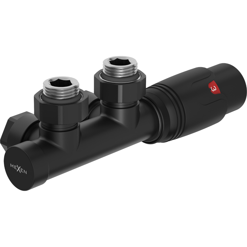 Mexen G00 комплект термостатичен ъглов, Duplex, DN50, черен - W907-900-70