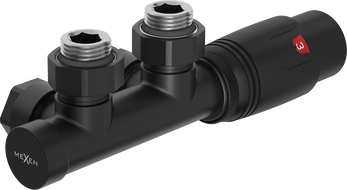 Mexen G00 комплект термостатичен ъглов, Duplex, DN50, черен - W907-900-70