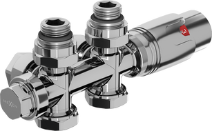 Mexen G00 комплект термостатичен ъглов/прав, Duplex, DN50, хром - W908-900-01
