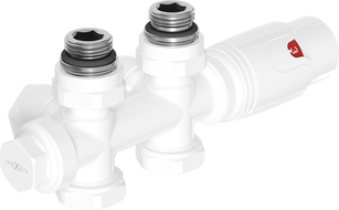 Mexen G00 комплект термостатичен ъглов/прав, Duplex, DN50, бял - W908-900-20