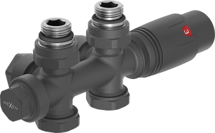 Mexen G00 термостатичен комплект ъглов/прав, Duplex, DN50, антрацит - W908-900-66