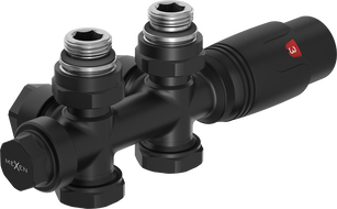 Mexen G00 термостатичен комплект ъглов/прав, Duplex, DN50, черен - W908-900-70