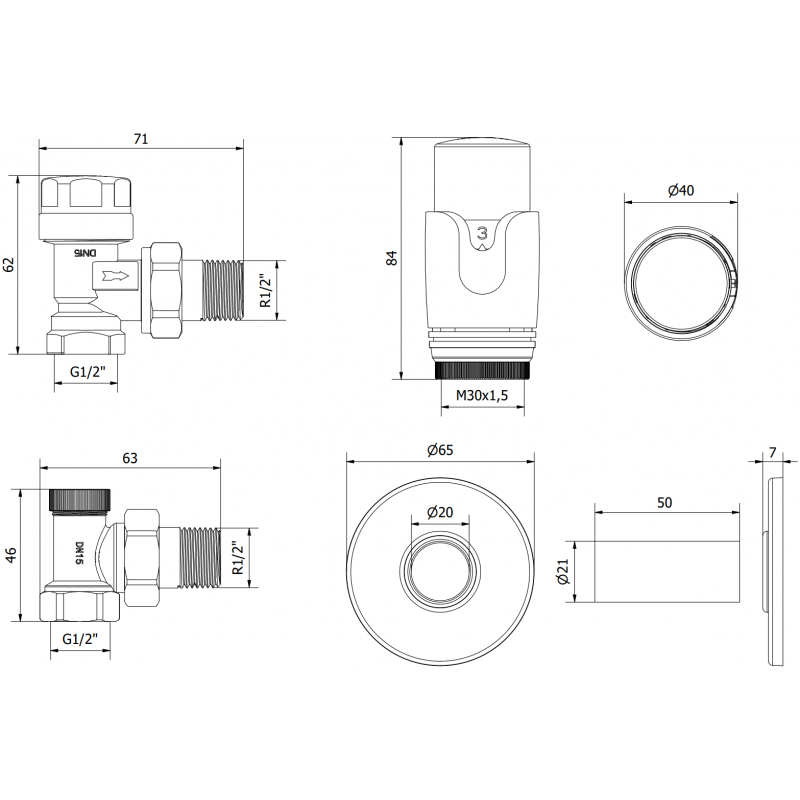 Mexen G00 ъглов термостатичен комплект с капак R, хром - W901-900-904-01