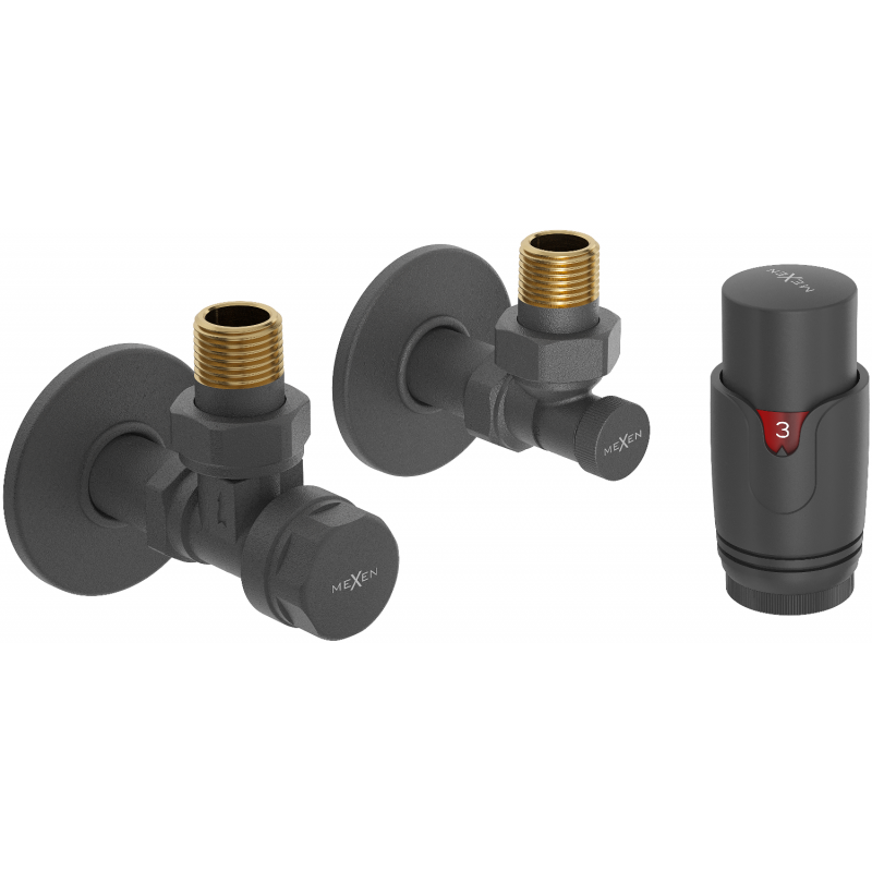 Mexen G00 ъглов термостатичен комплект с декоративна капачка R, антрацит - W901-900-904-66
