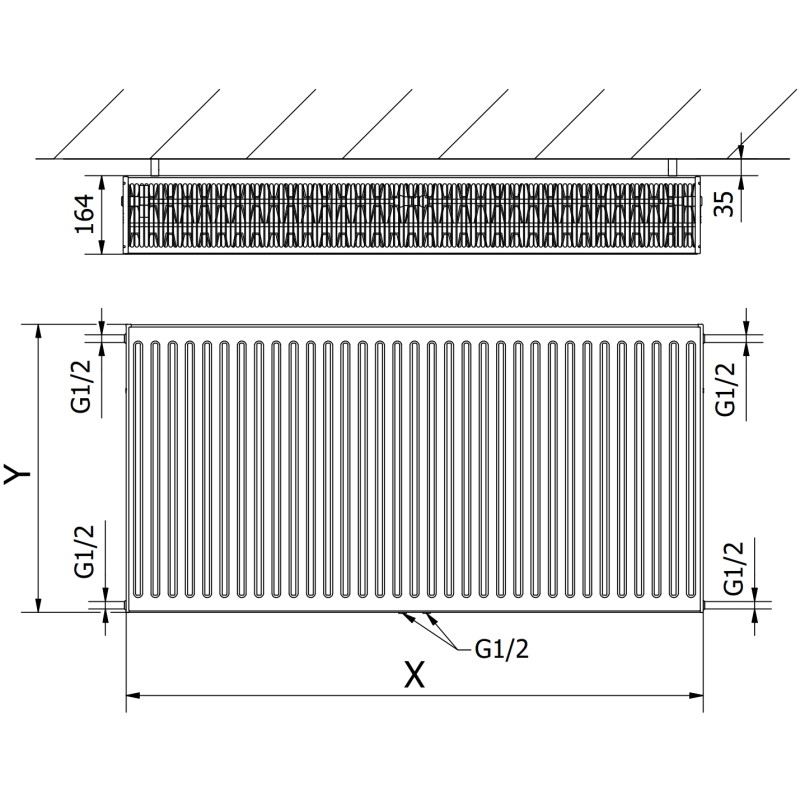 Mexen CC33 панелен радиатор 300 х 800 мм, централно долно свързване, 1067 W,