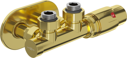 Mexen G00 ъглов термостатен комплект с розета R, Duplex, DN50, златен - W907-900-905-50