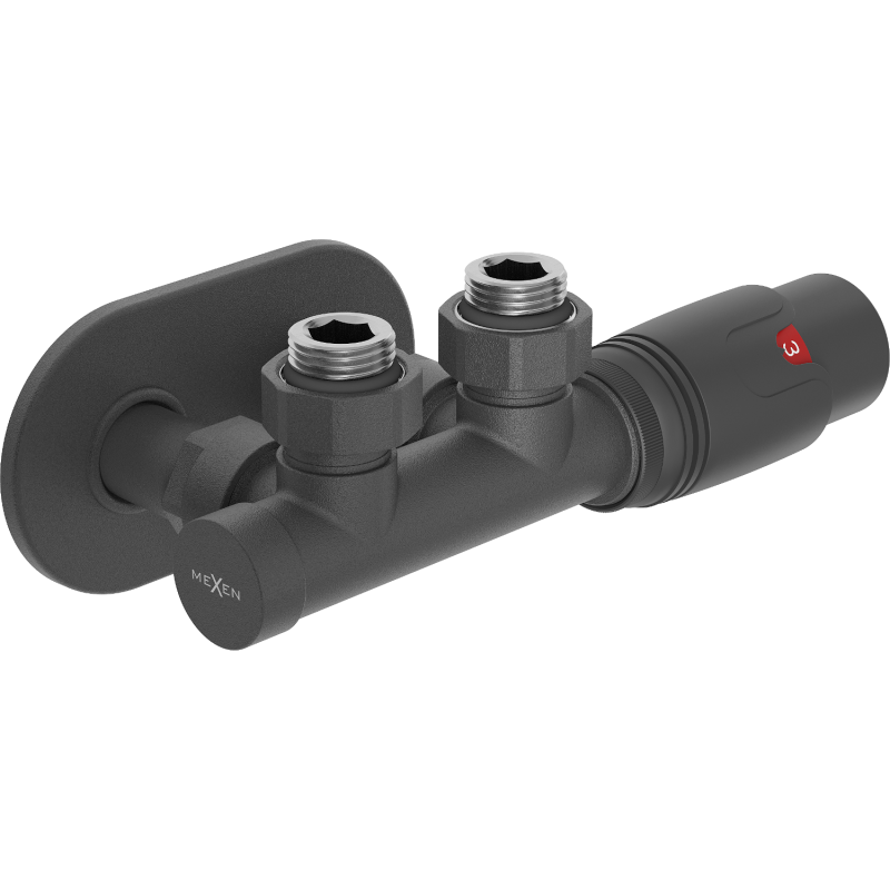 Mexen G00 ъглов термостатичен комплект с капак R, Duplex, DN50, антрацит - W907-900-905-66