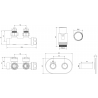 Mexen G00 термостатичен комплект ъглов с капак R, Duplex, DN50, черен - W907-900-905-70