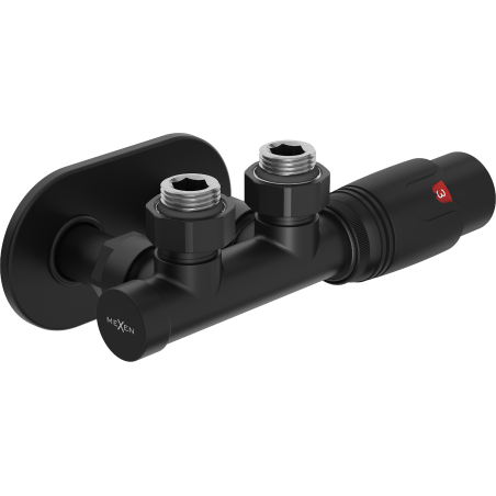 Mexen G00 ъглов термостатичен комплект с капак R, Duplex, DN50, черен - W907-900-905-70