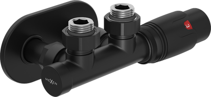 Mexen G00 ъглов термостатичен комплект с капак R, Duplex, DN50, черен - W907-900-905-70