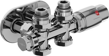 Mexen G00 термостатичен комплект ъглов/прав с декоративна капачка R, Duplex, DN50, хром - W908-900-905-01
