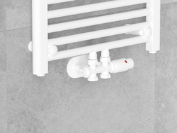 Mexen G00 термостатичен комплект ъглов/прав с розетка R, Duplex, DN50, бял - W908-900-905-20