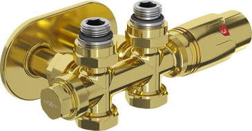 Mexen G00 термостатичен комплект ъглов/прав с капак R, Duplex, DN50, златен - W908-900-905-50