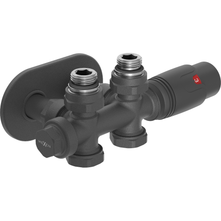 Mexen G00 термостатичен комплект ъглов/прав с капак R, Duplex, DN50, антрацит - W908-900-905-66