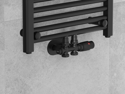 Mexen G00 термостатичен комплект ъглов/прав с розетка R, Duplex, DN50, черен - W908-900-905-70