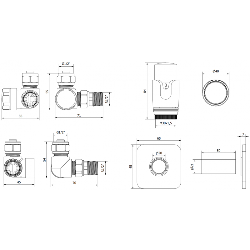 Mexen G00 осов термостатичен комплект със S капак, бял - W903-900-909-20
