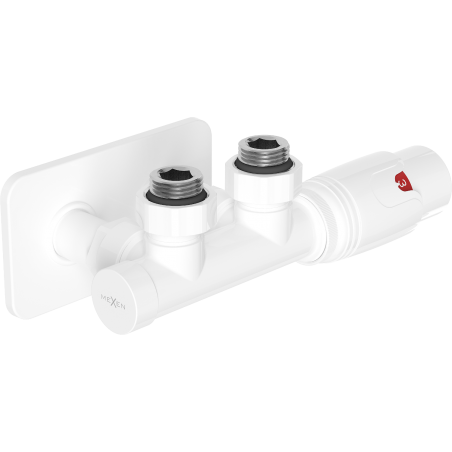 Mexen G00 ъглов термостатичен комплект с декоративен елемент S, Duplex, DN50, бял - W907-900-910-20