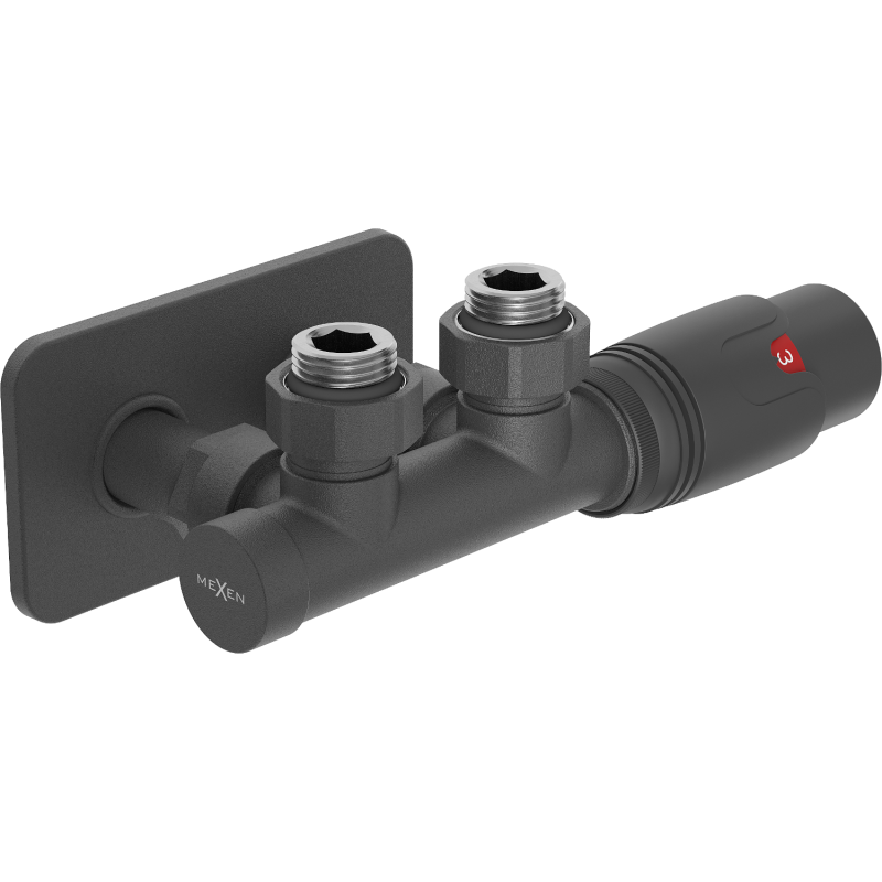 Mexen G00 ъглов термостатичен комплект с декоративен панел S, Duplex, DN50, антрацит - W907-900-910-66