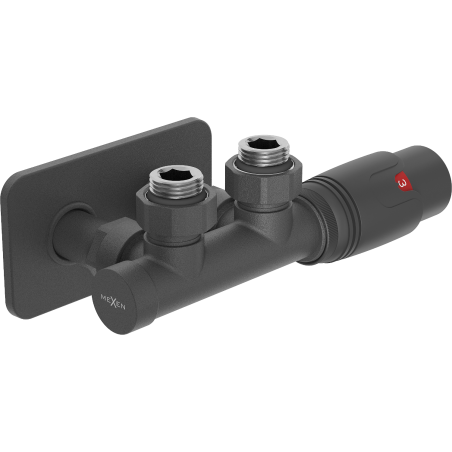 Mexen G00 ъглов термостатичен комплект с декоративен панел S, Duplex, DN50, антрацит - W907-900-910-66