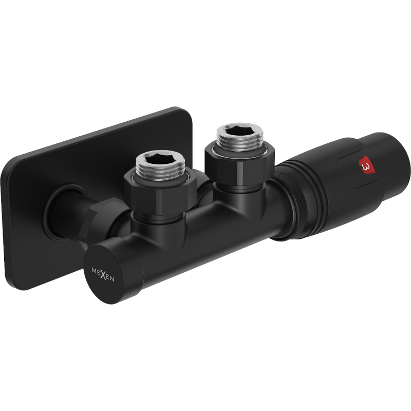 Mexen G00 комплект термостатичен ъглов с декоративен елемент S, Duplex, DN50, черен - W907-900-910-70