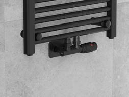 Mexen G00 комплект термостатичен ъглов с декоративен елемент S, Duplex, DN50, черен - W907-900-910-70