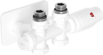 Mexen G00 комплект термостатичен ъглов/прав с капак S, Duplex, DN50, бял - W908-900-910-20