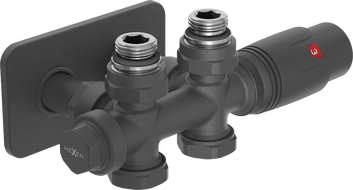 Mexen G00 термостатичен комплект ъглов/прав с маска S, Duplex, DN50, антрацит - W908-900-910-66
