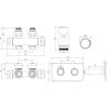 Mexen G00 термостатичен ъглов/прав комплект с капак S, Duplex, DN50, черен - W908-900-910-70