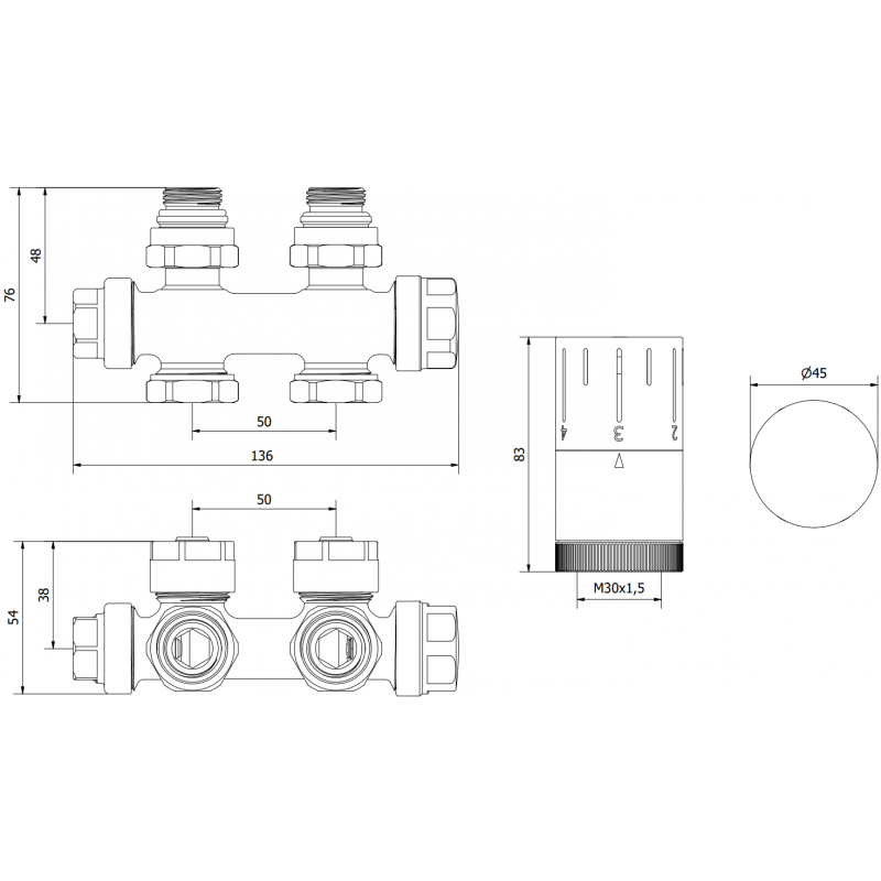 Mexen G05 осов термостатичен комплект, златен - W903-958-50
