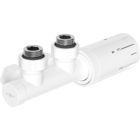 Mexen G05 термостатичен ъглов комплект, Duplex, DN50, бял - W907-958-20