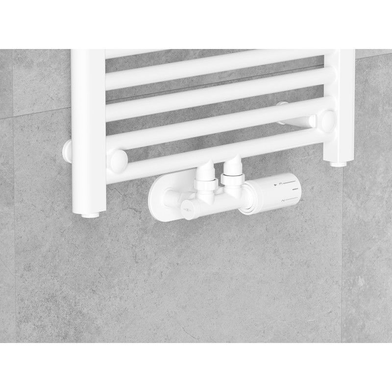 Mexen G05 термостатичен ъглов комплект, Duplex, DN50, бял - W907-958-20