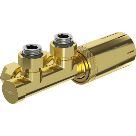 Mexen G05 ъглов термостатен комплект, Duplex, DN50, златист - W907-958-50