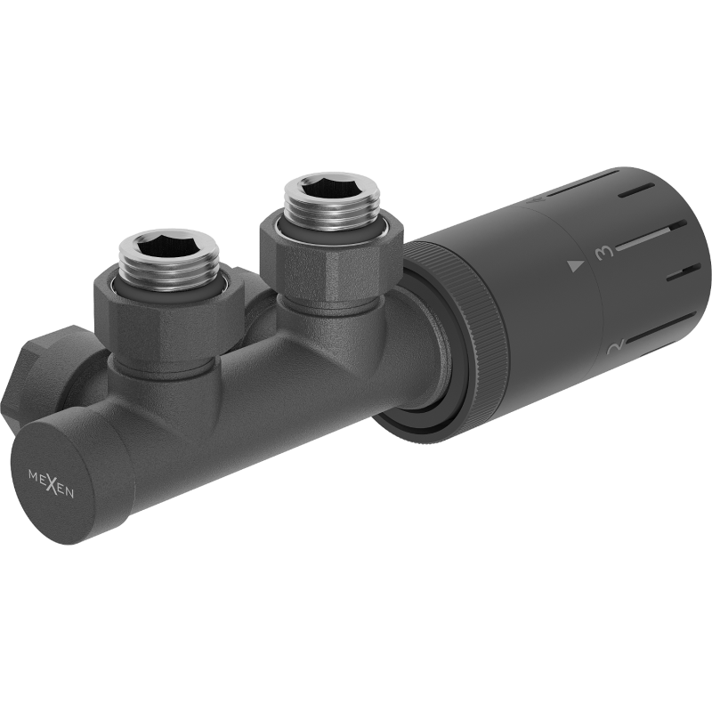 Mexen G05 ъглов термостатичен комплект, Duplex, DN50, антрацит - W907-958-66