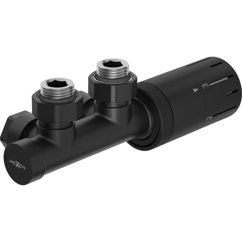 Mexen G05 термостатичен комплект ъглов, Duplex, DN50, черен - W907-958-70