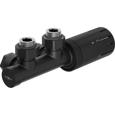Mexen G05 термостатичен комплект ъглов, Duplex, DN50, черен - W907-958-70