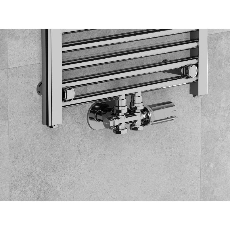 Mexen G05 термостатичен комплект ъглов/прав, Duplex, DN50, хром - W908-958-01