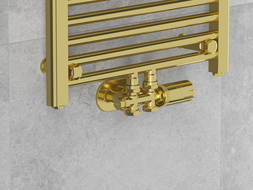 Mexen G05 термостатичен комплект ъглов/прав, Duplex, DN50, златен - W908-958-50