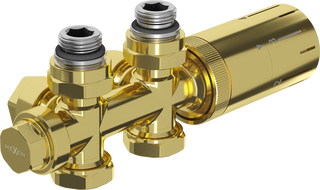 Mexen G05 термостатичен комплект ъглов/прав, Duplex, DN50, златен - W908-958-50