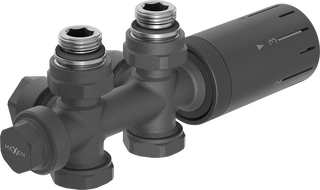 Mexen G05 комплект термостатичен ъглов/прав, Duplex, DN50, антрацит - W908-958-66