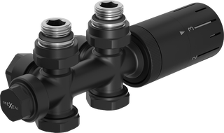 Mexen G05 термостатичен комплект ъглов/прав, Duplex, DN50, черен - W908-958-70