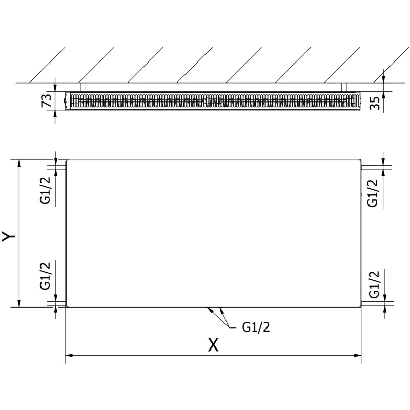 Mexen CCF21 Панелен радиатор Flat 600 x 900 мм, долно централно свързване, 1089 W,