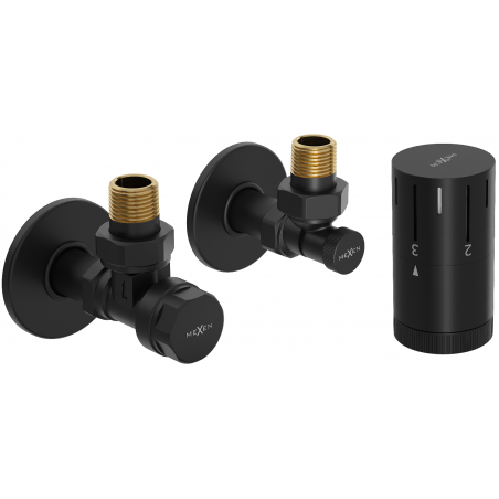 Mexen G05 ъглов термостатичен комплект с маска R, черен - W901-958-904-70