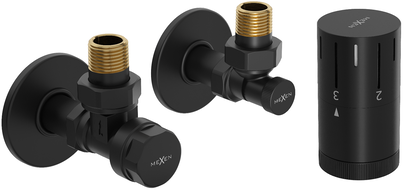 Mexen G05 ъглов термостатичен комплект с маска R, черен - W901-958-904-70