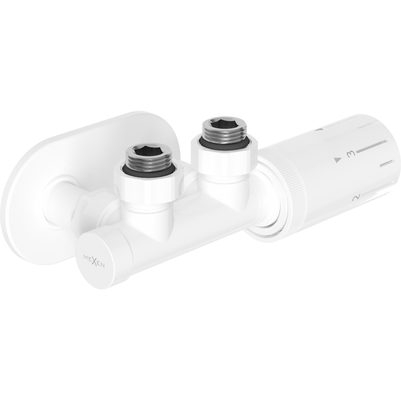 Mexen G05 комплект ъглов термостатичен с капак R, Duplex, DN50, бял - W907-958-905-20