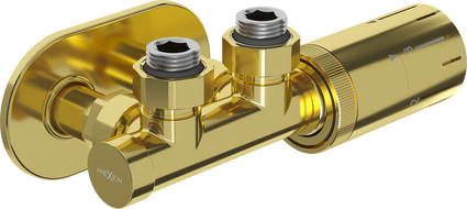 Mexen G05 ъглов термостатичен комплект с капак R, Duplex, DN50, златен - W907-958-905-50