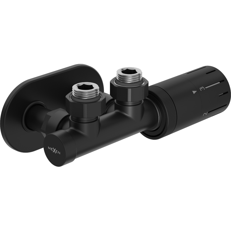 Mexen G05 ъглов термостатичен комплект с покритие R, Duplex, DN50, черен - W907-958-905-70