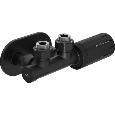 Mexen G05 ъглов термостатичен комплект с покритие R, Duplex, DN50, черен - W907-958-905-70