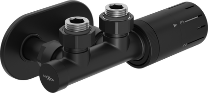 Mexen G05 ъглов термостатичен комплект с покритие R, Duplex, DN50, черен - W907-958-905-70